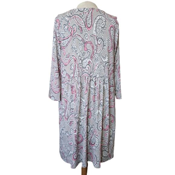 Grey and Pink Paisley Long Sleeve Oversized Dress Size Small - Picture 2 of 5